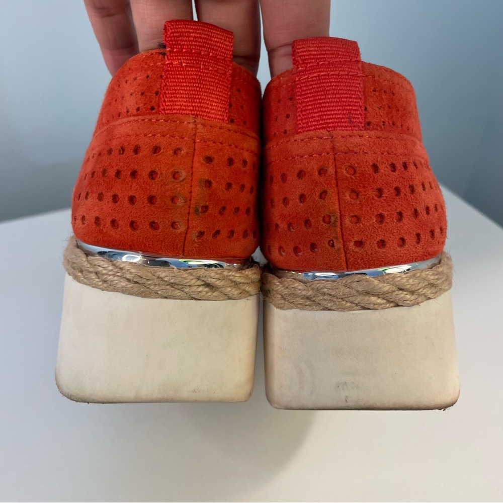 Franco Sarto Serla 2 Orange Perforated Suede Platform Espadrille Loafer 6.5 - Picture 5 of 9